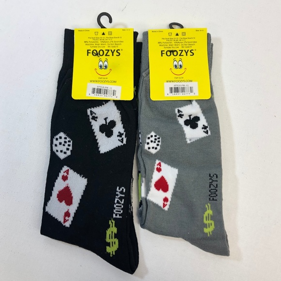 2 Pair FOOZYS Men's Socks - BLACKJACK - Picture 3 of 4